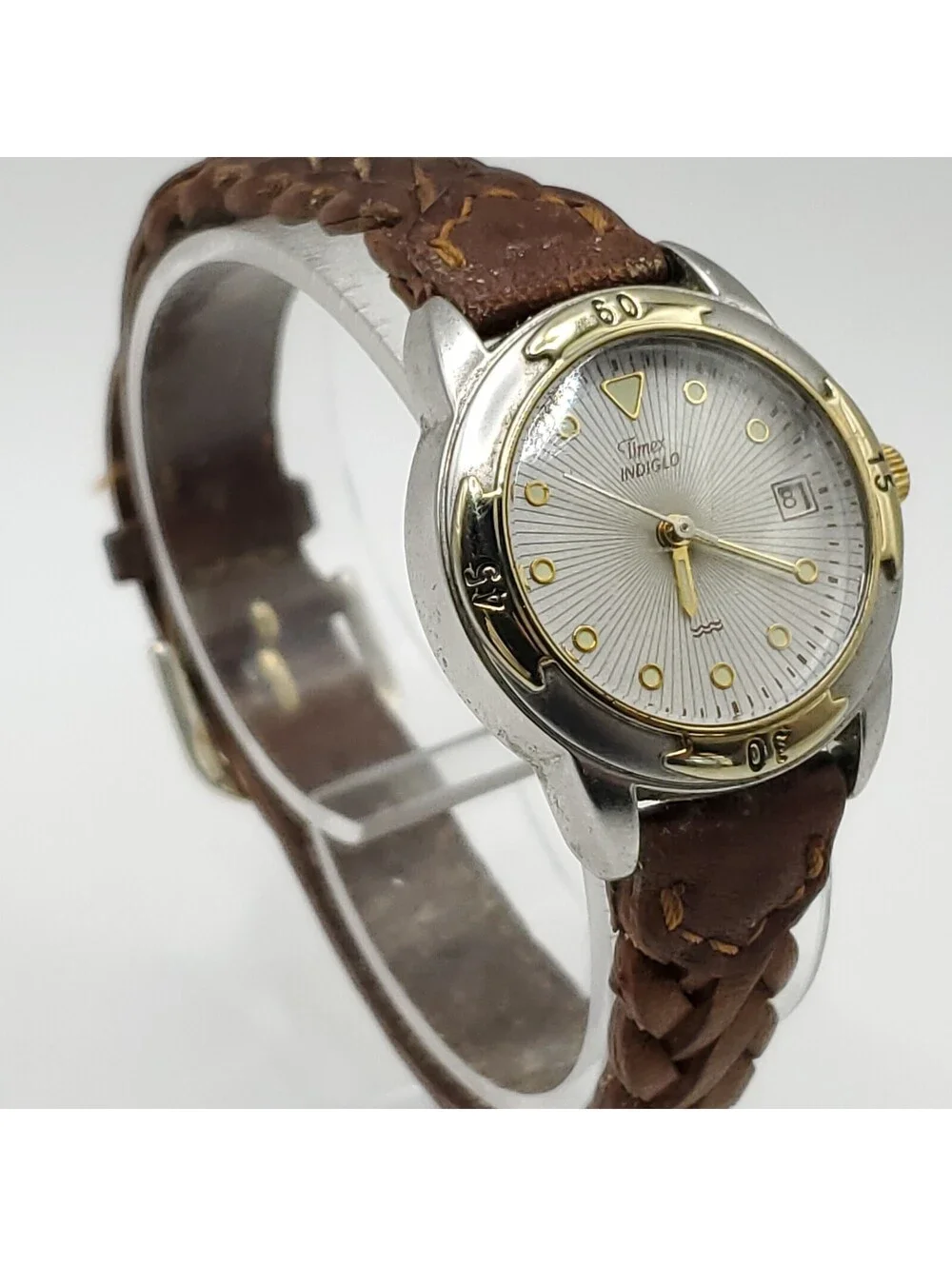 Timex Indiglo Womens Quartz Watch 24mm Brown Braided Band New Battery